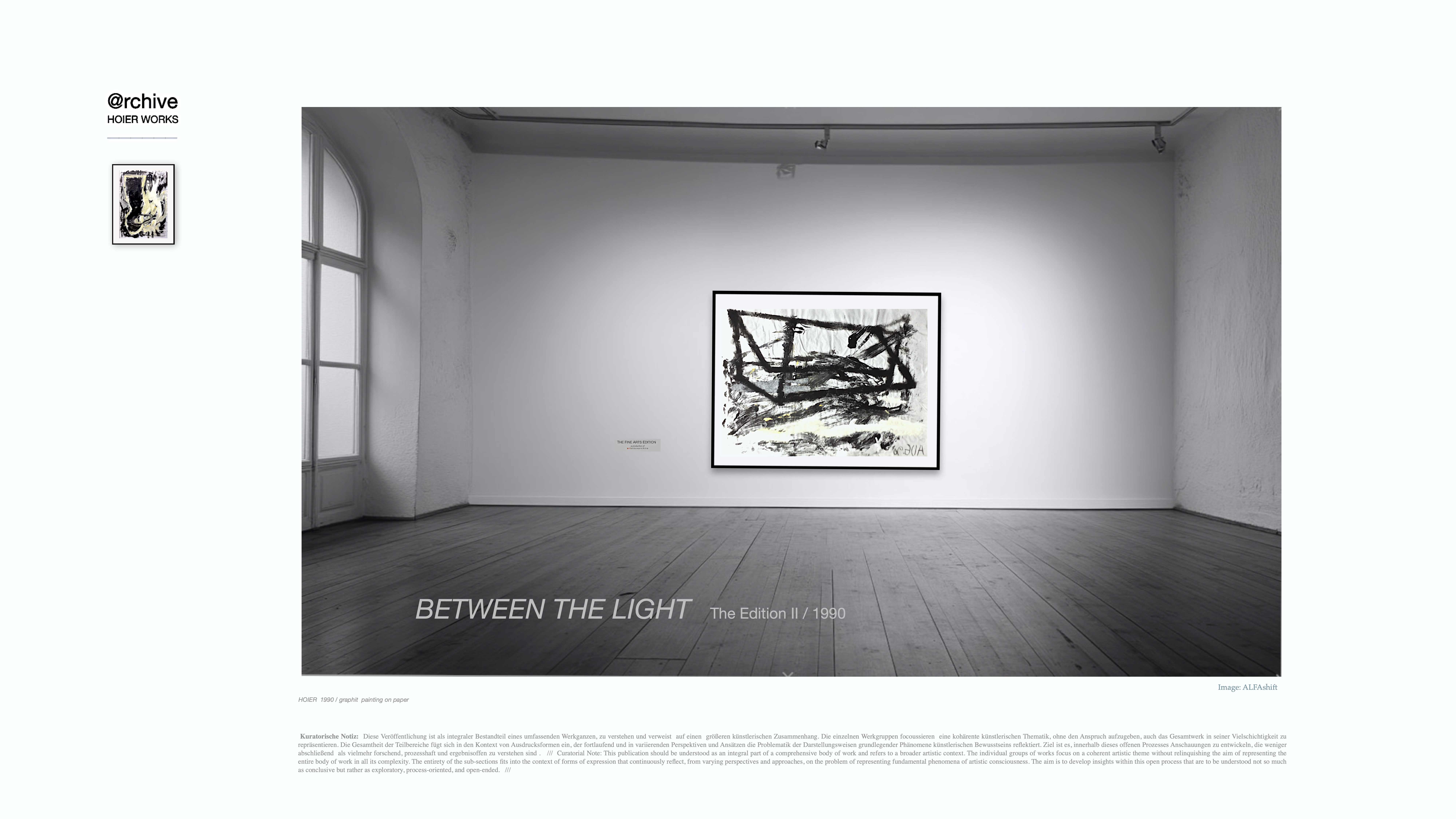 BETWEEN THE LIGHT / Heiner H. Hoier / Hoier.works / Sleeping Dogs Gallery / Kuratorische Notiz / Curatorial Note